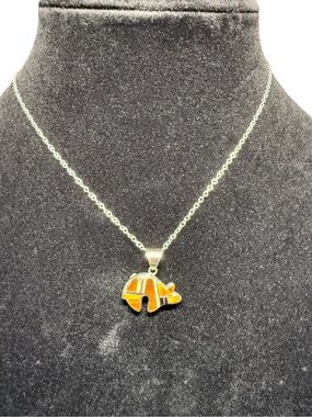 Orange Inlay Fish Pendant Necklace - Brand